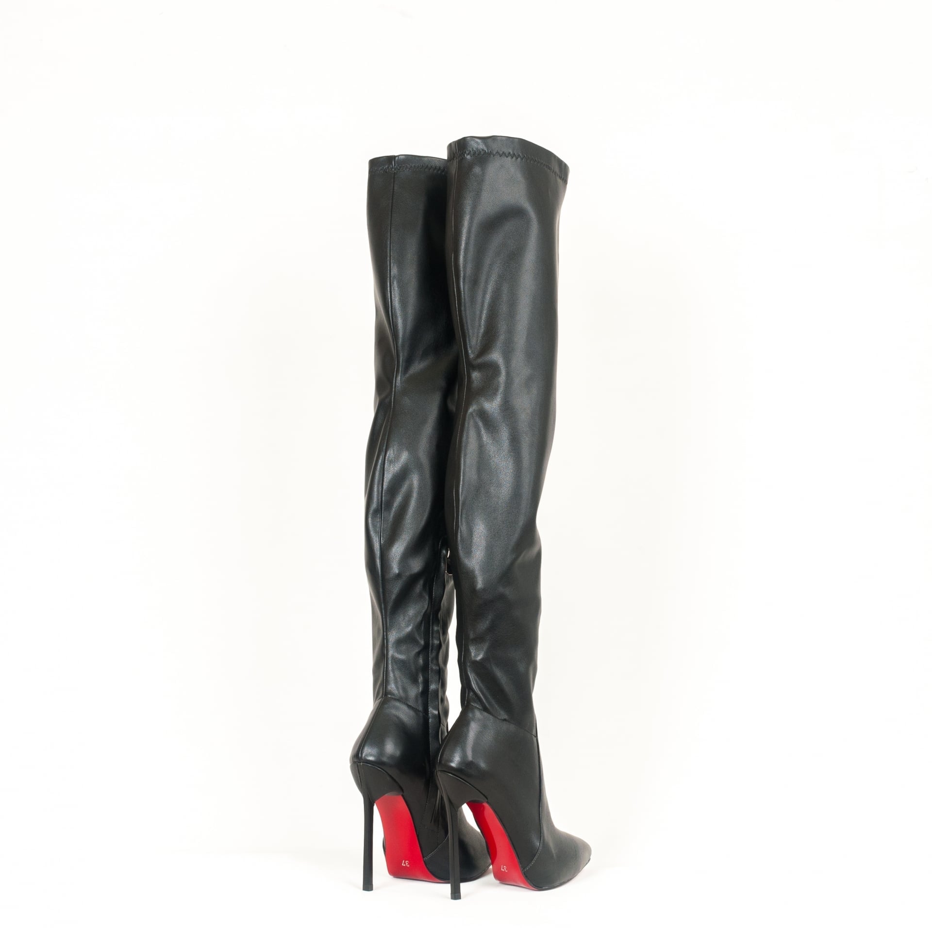 Дамски чизми BLADE черна кожа  с ток 12 см.
