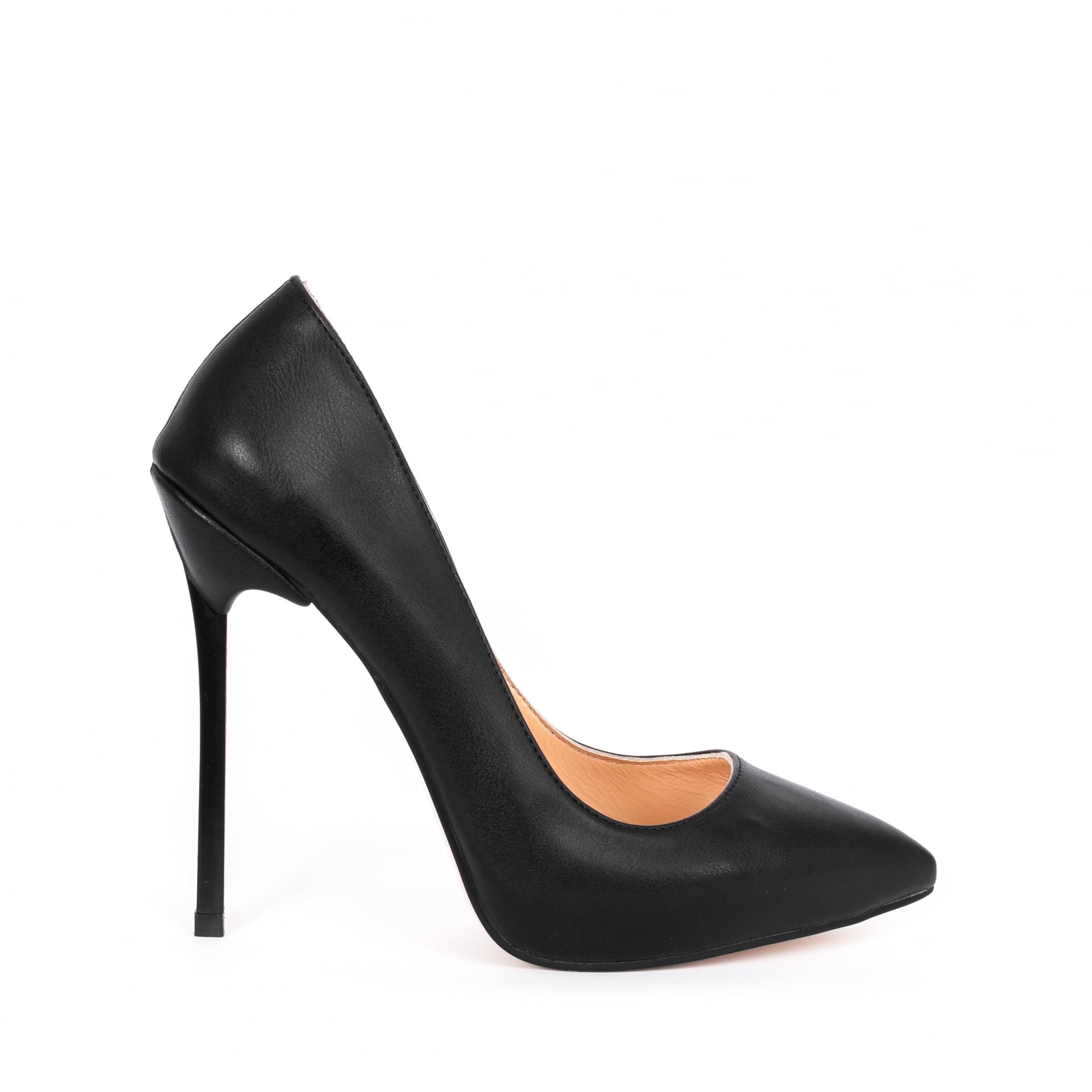 Дамски обувки BLADE черна кожа мат  с ток 12 см.