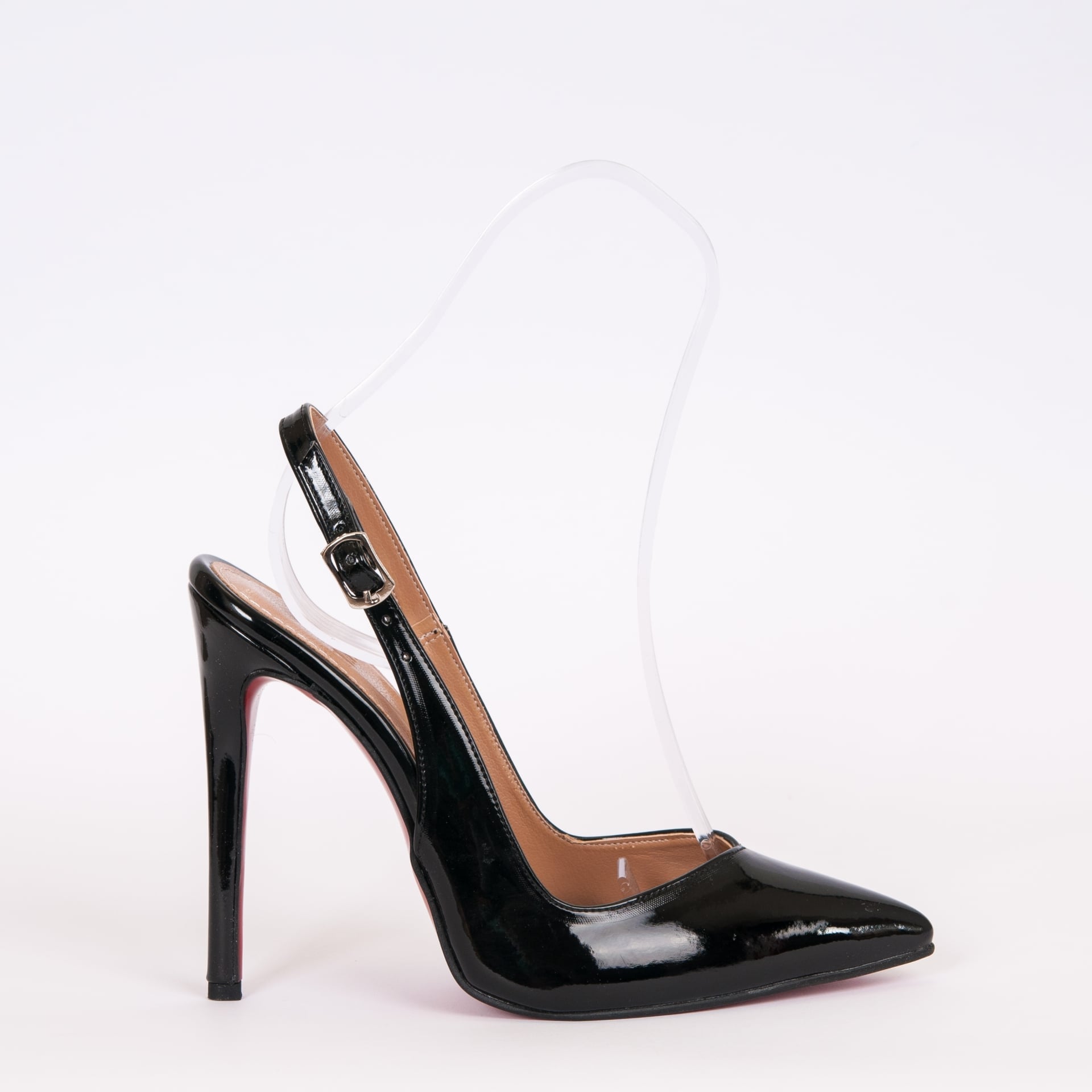Дамски обувки VENERA черен лак с ток 12 см.