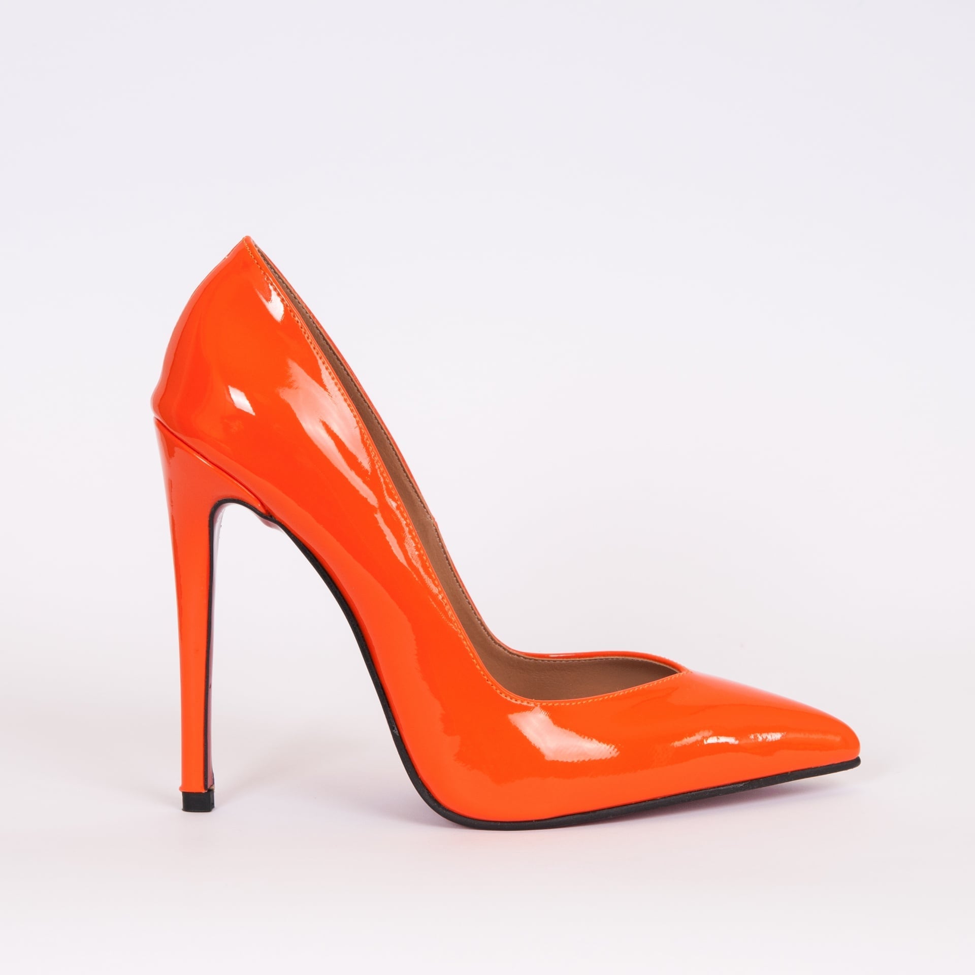 Дамски обувки VERONA оренжево лак  с ток 12 см.