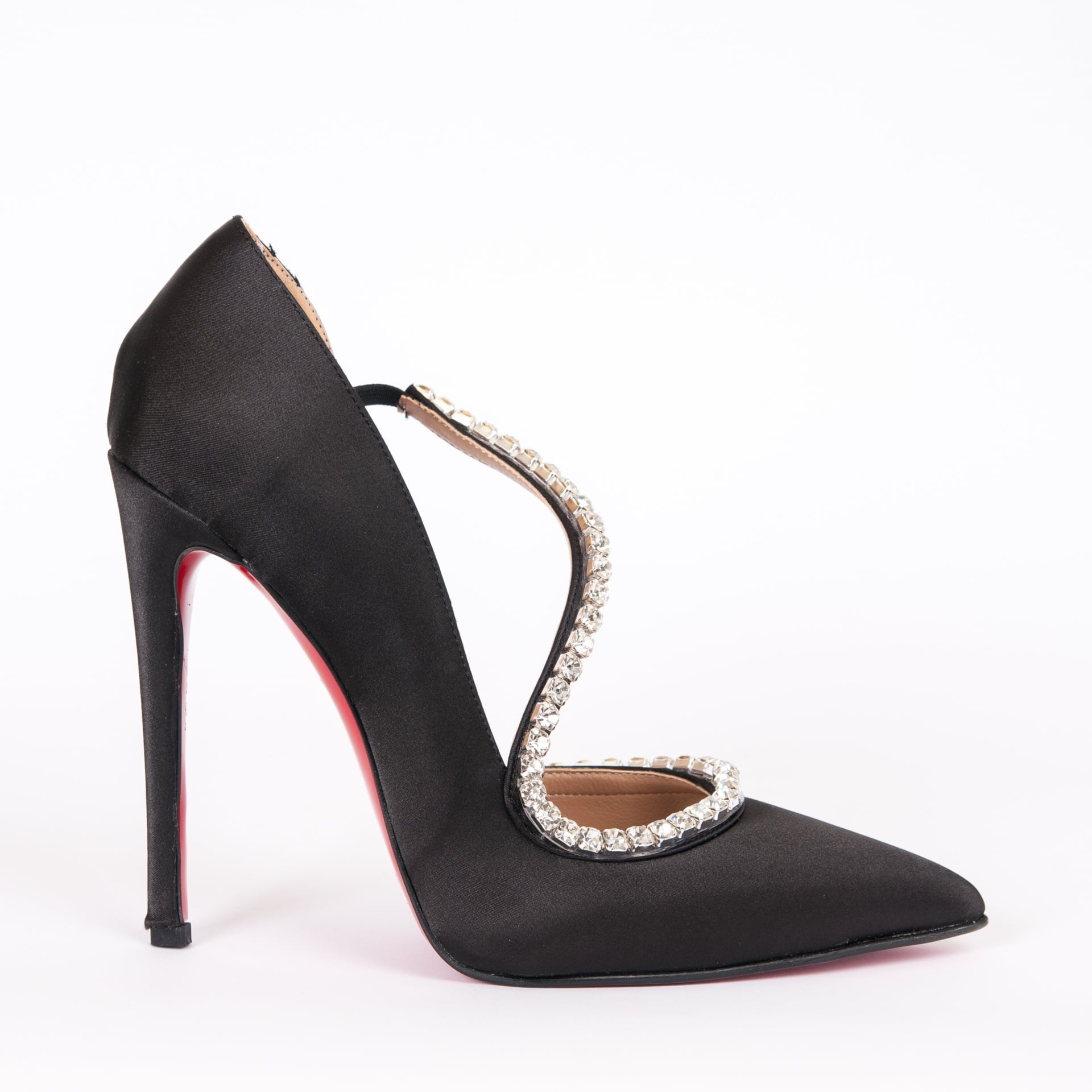 Дамски обувки Zafira черен сатен с ток 12см.