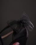 Дамски обувки RIBBONS черен сатен с ток 12 см.