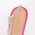 Дамски обувки розов сатен с кристална верижка с ток 10 см.