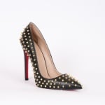 Дамски обувки шипове GOLD черна кожа мат с ток 12 см.