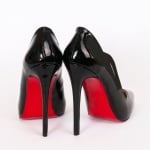 Дамски обувки LOVE черен лак с ток 12 см.