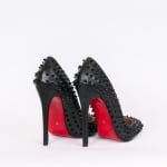 Дамски обувки шипове черна кожа мат с ток 12 см.