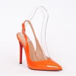 Дамски обувки VENERA оранжево лак с ток 12 см.