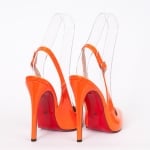 Дамски обувки VENERA оранжево лак с ток 12 см.
