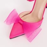 Дамски обувки RIBBONS розов сатен с ток 10 см.